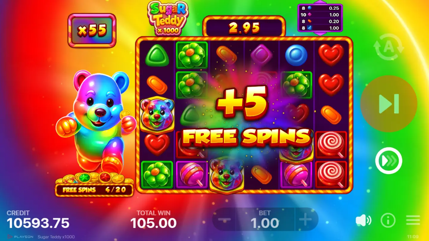 Free Spins trigger screen counting Scatter symbols on the grid
