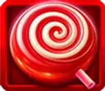Red and white swirl lollipop candy symbol